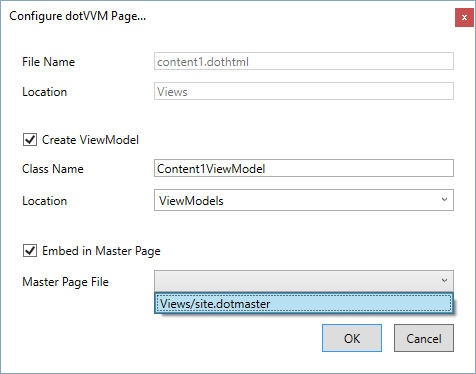 Embedding a page in the master page